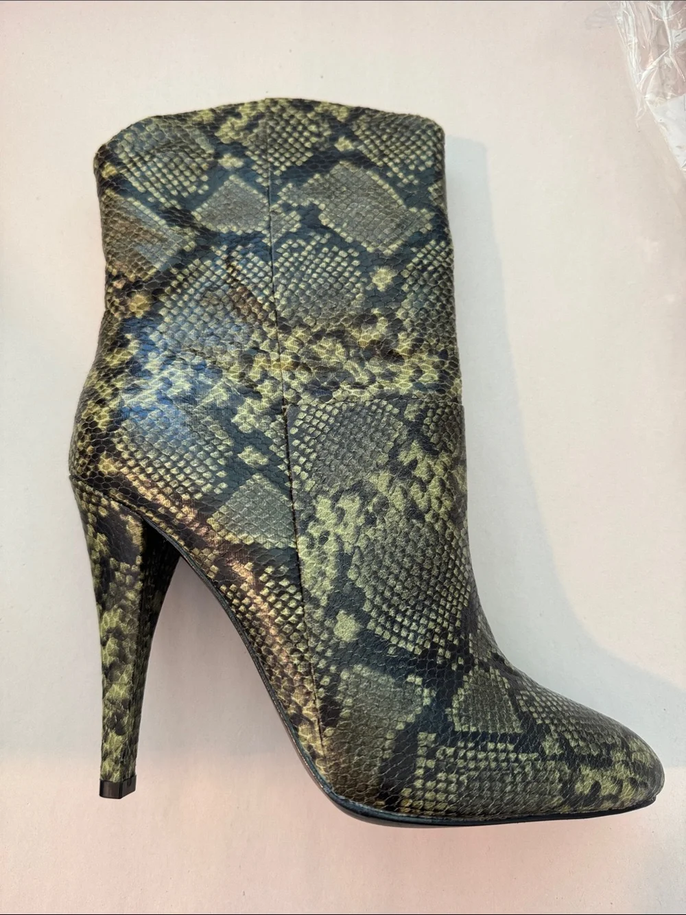 LPA Booties Snake-Print Women's Size 6 Green High-Heel Ankle Boots *like New*